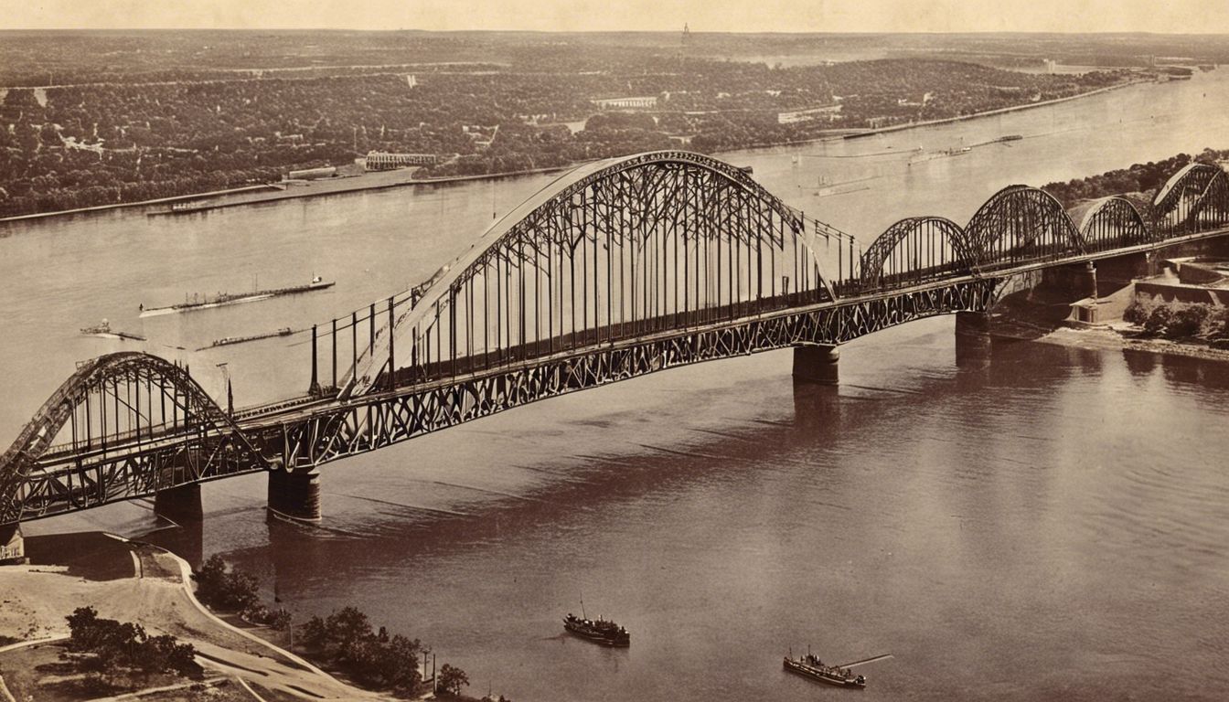 🌉 The construction of the Eads Bridge over the Mississippi River (begun in 1867)
