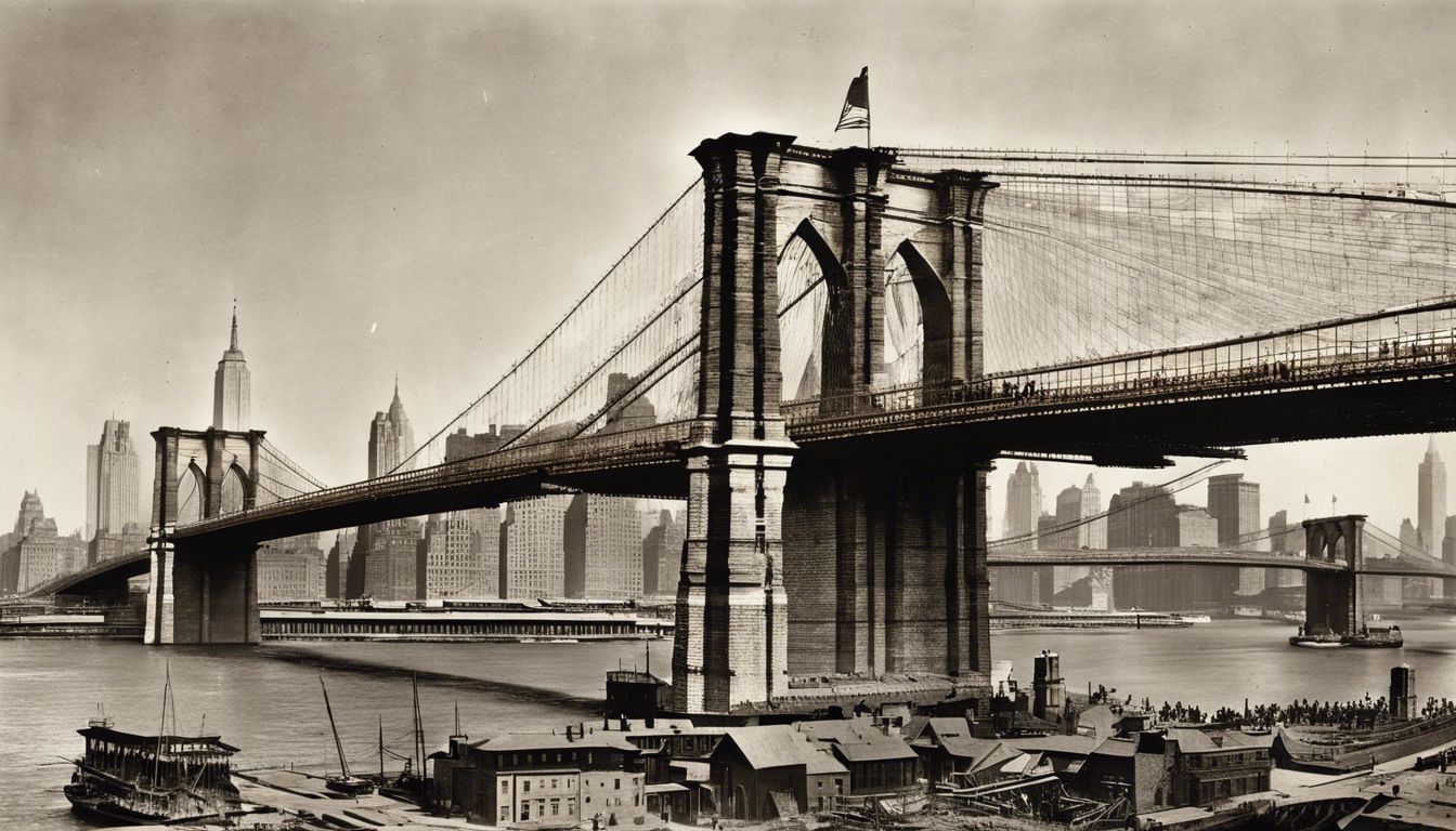 🌉 Opening of the Brooklyn Bridge (1883): Its design challenges and iconic status in New York City.