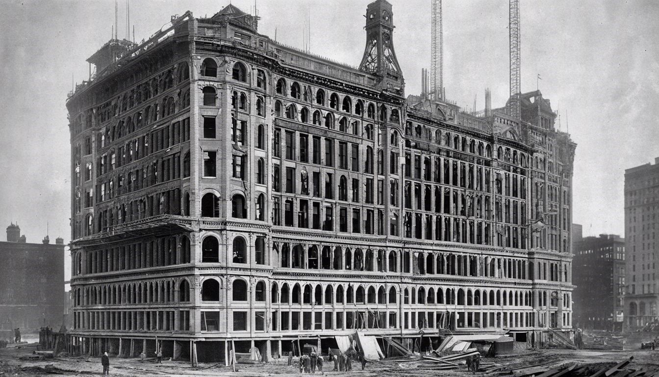 🏛️ Construction of the Home Insurance Building in Chicago (1885): The world's first skyscraper and its architectural significance.