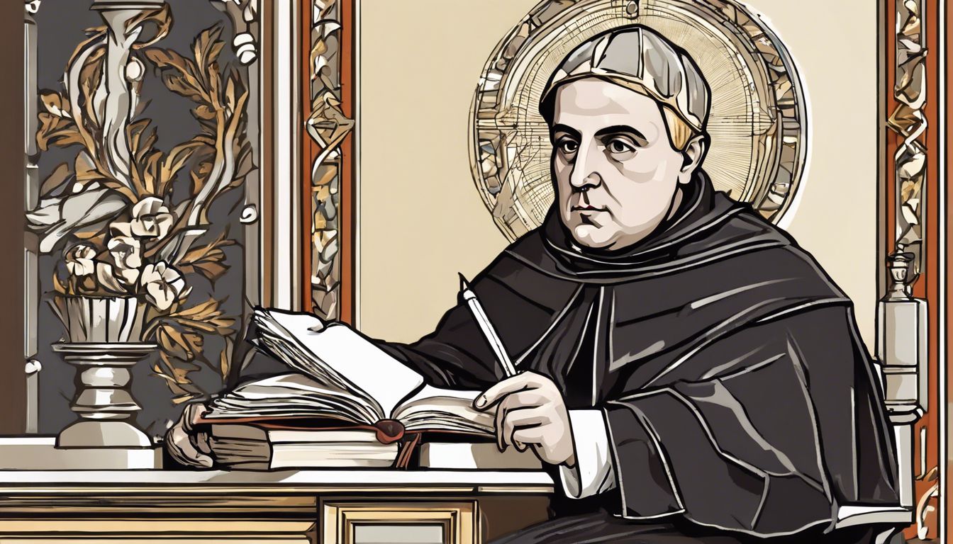 🇮🇹 Thomas Aquinas, Writing the Summa Theologiae, His theological work set the framework for Catholic doctrine and profoundly influenced Western thought.